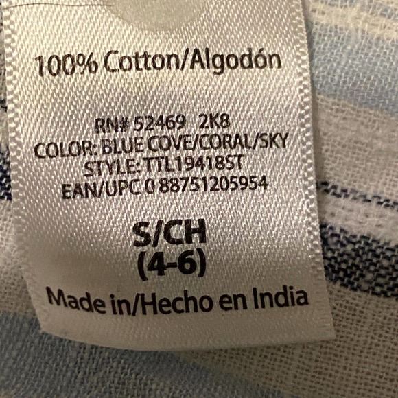 Time and Tru All Cotton Long Sleeve Peasant Style Stripe Womens top blouse S 4-6 - Picture 8 of 10